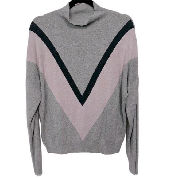 Old Navy Women's M Gray Color Block Mock Neck Long Sleeve Sweater - Picture 1 of 8